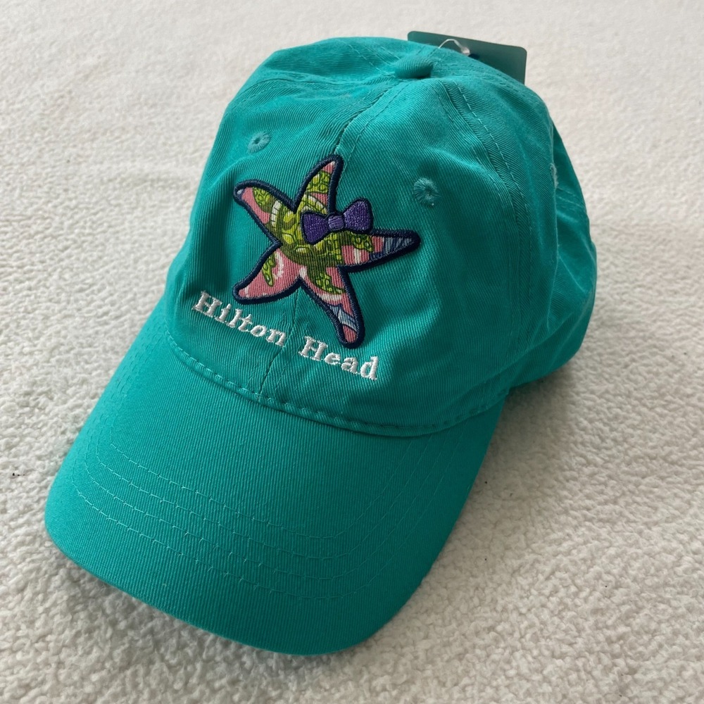 CSI Hilton Head Baseball Cap Womens OSFM Teal Starfish Embroidered Hat
